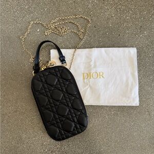 ✅SOLD✅ Authentic Dior Black Quilted La Cannage Leather Phone Holder NWOT